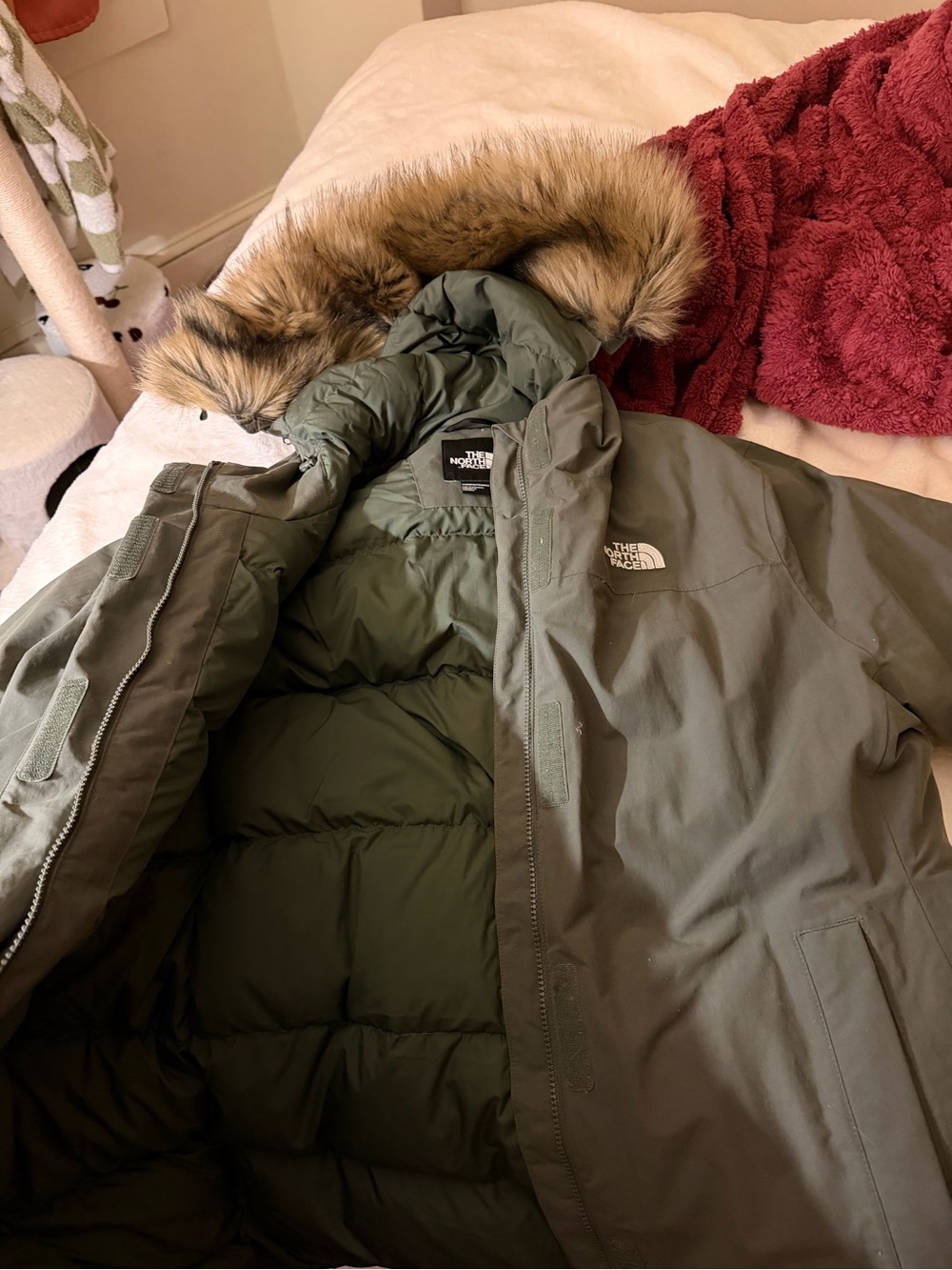 The North Face Dark Olive Jacket with White Logo